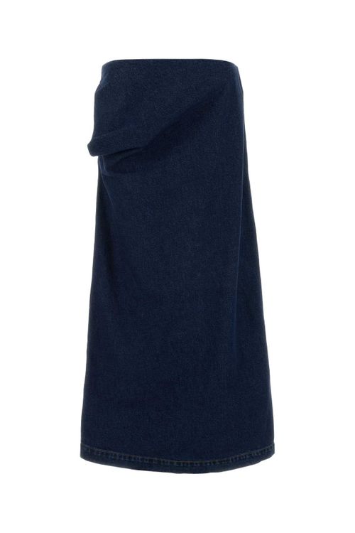 Cotton Wrap Skirt — Navy