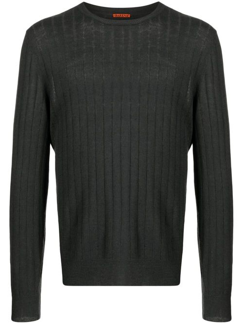 Ribbed-knit linen-cotton jumper - Grey