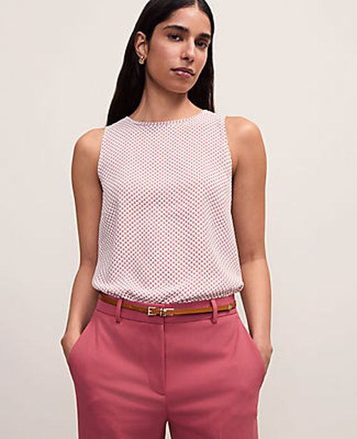 Ann Taylor Mixed Media Lace Trim Top