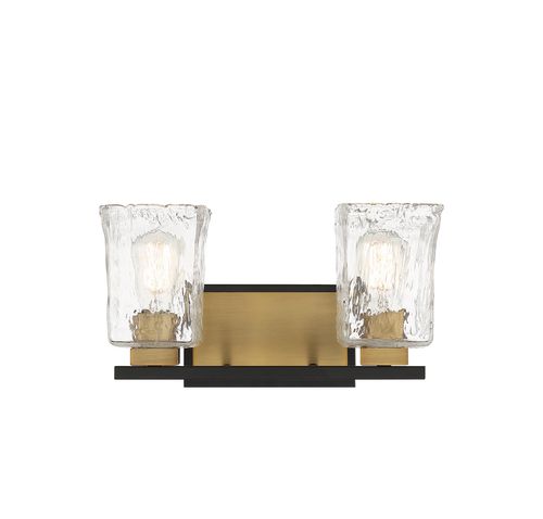 Sidney 2-Light Bathroom Vanity Light in Matte Black with Warm Brass Accent