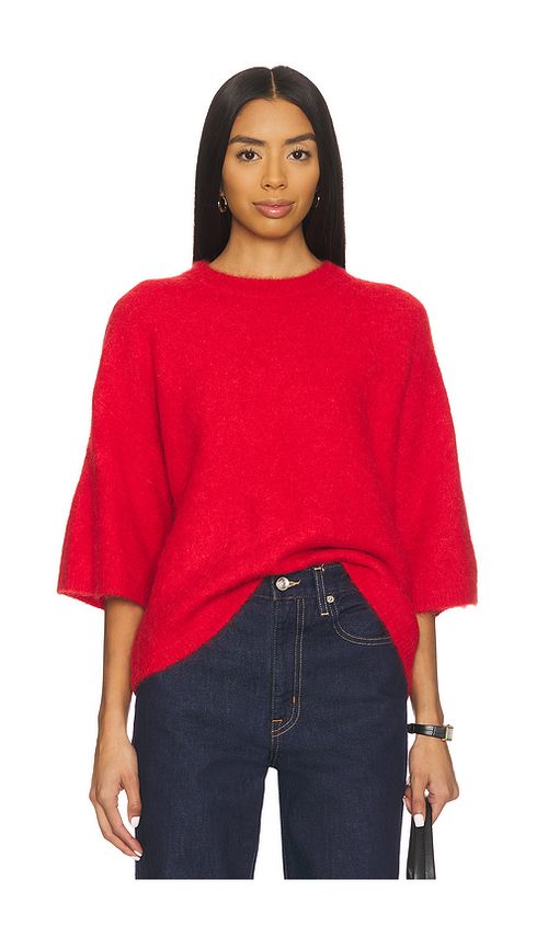 PISTOLA Micah Short Sleeve Crewneck Sweater in Red. - XL also in L, M
