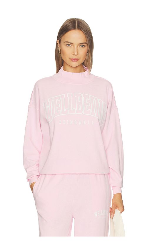 WellBeing + BeingWell Shay Oversized Mock Neck Crew in Pink. XS. Also in XXS, S, M