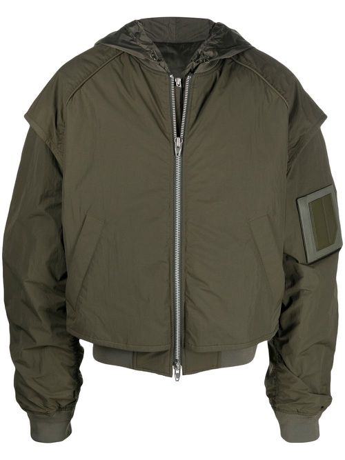 Logo-appliqué bomber jacket - Green