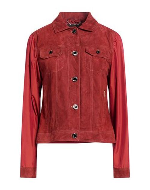 Woman Jacket Brick Size 4 Leather, Polyester
