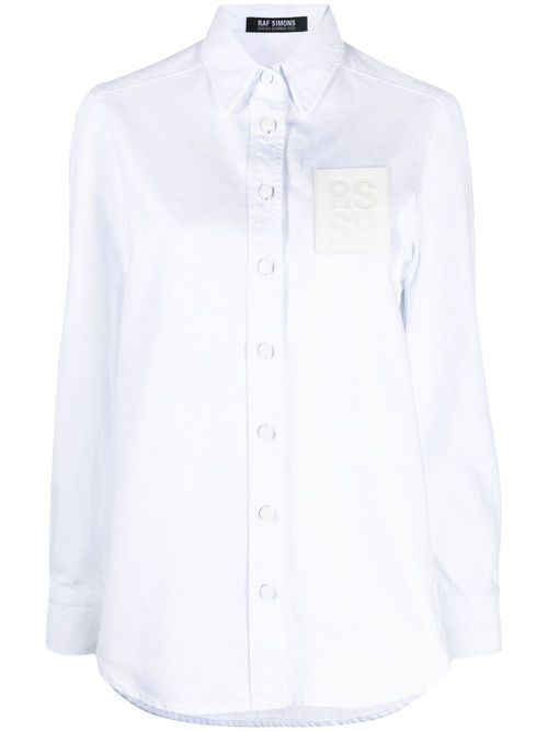 Logo-patch long-sleeve shirt - White