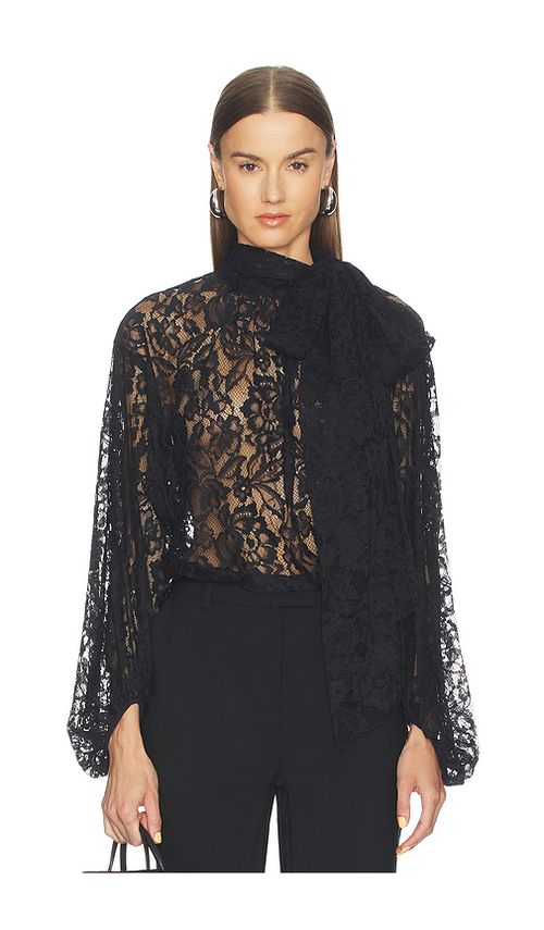 L'AGENCE Rhett Oversized Blouse in Black. - L also in M, S