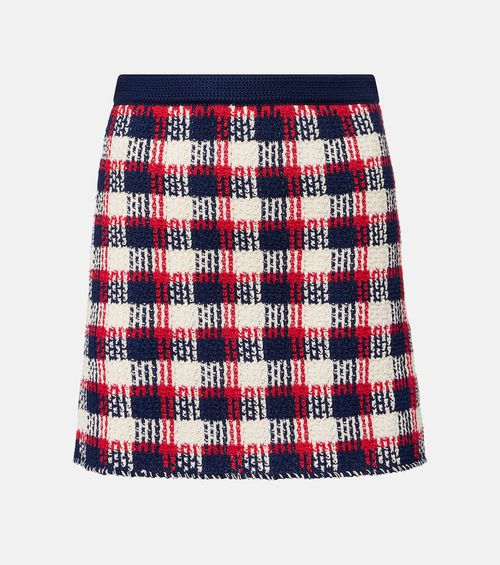 Checked cotton miniskirt