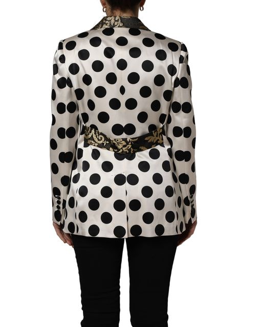 Polka-Dot Silk Blazer — White