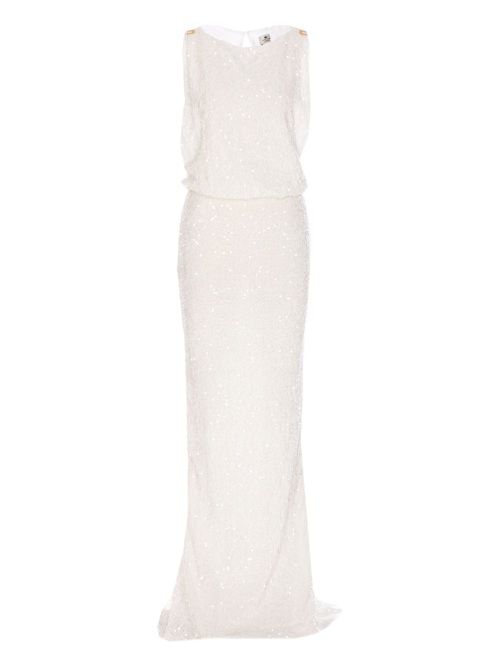 elisabetta franchi jewelled bow jersey maxi dress Elisabetta Franchi Jewelled Bow Jersey Maxi Dress | Brown