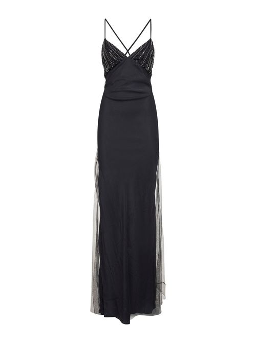 Sequin-Embroidered Tulle Dress — Black