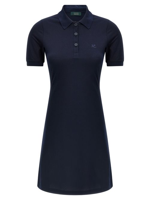 Cotton Piqué Polo Polo Dress — Navy