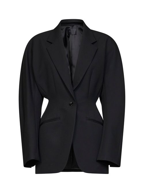 Virgin Wool Deconstructed Cinched Blazer — Black
