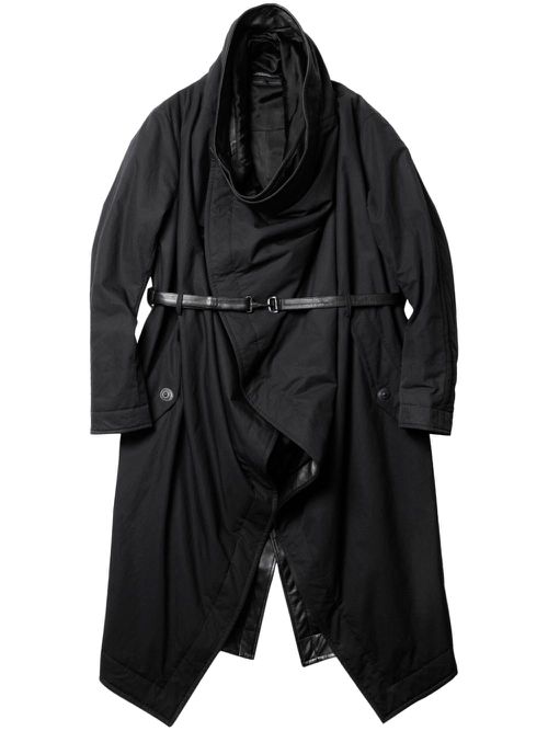 Padded wrap coat - BLACK