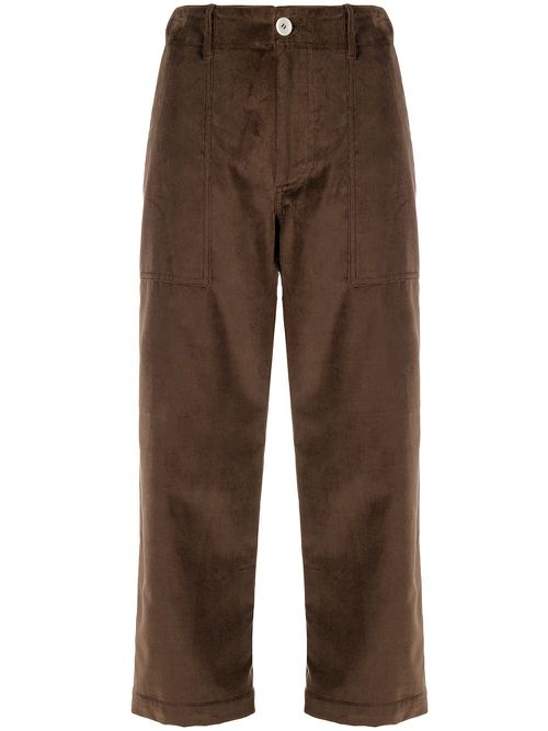 Cropped straight-leg trousers - Brown