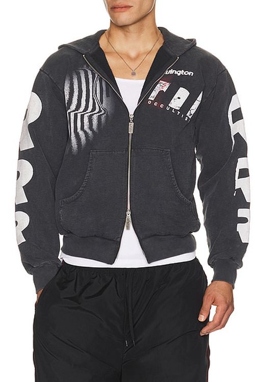 RRR123 Apocrypha Pious Zip Hoodie in Mechanic Black - Charcoal. M also in L, XL/1X