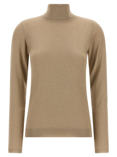 Cashmere and Silk Blend Turtleneck — Beige