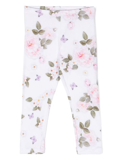 Floral-print leggings - White