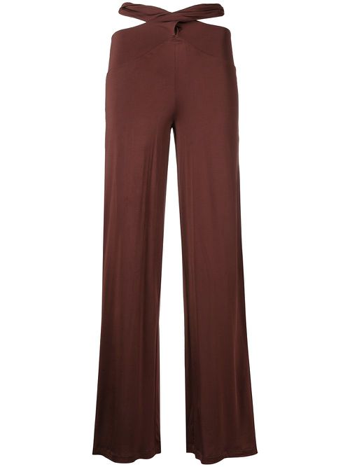 Cross-Waist Fluid trousers - Brown
