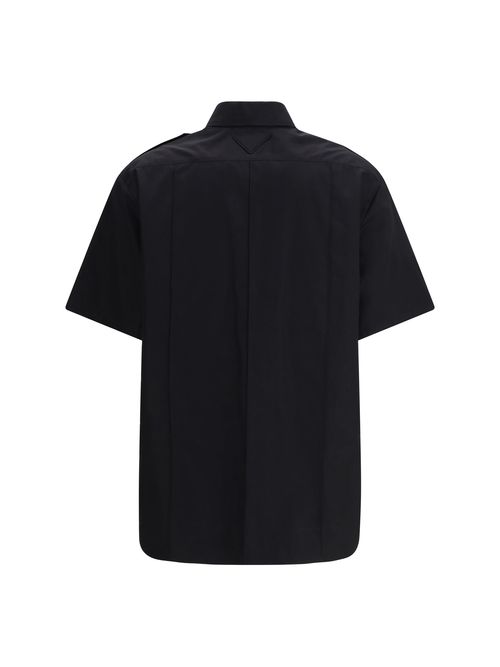 Short-Sleeve Poplin Cotton Shirt — Black