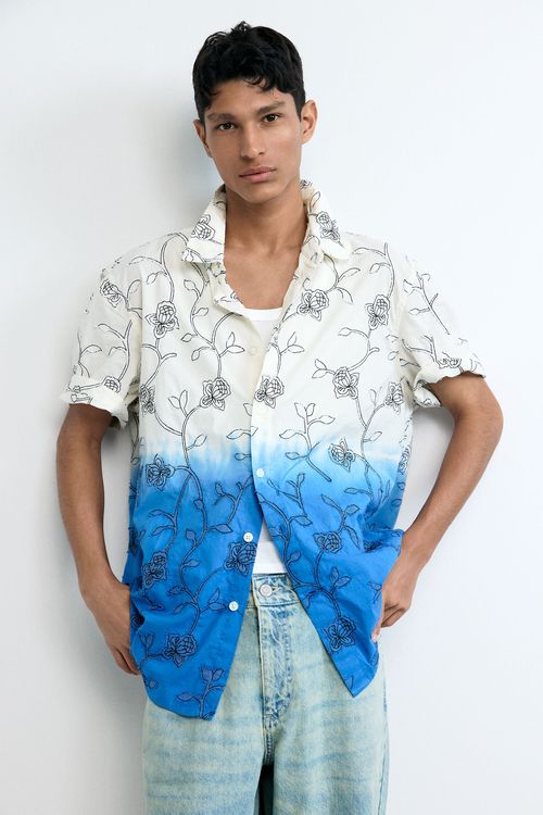 Embroidered ombré shirt
