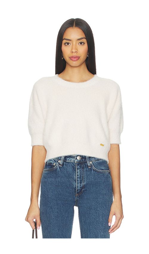 L'AGENCE Guinevere Short Sleeve Crop Crew Top in White. - M also in