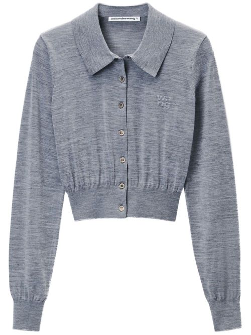 Logo-embossed cardigan - Grey