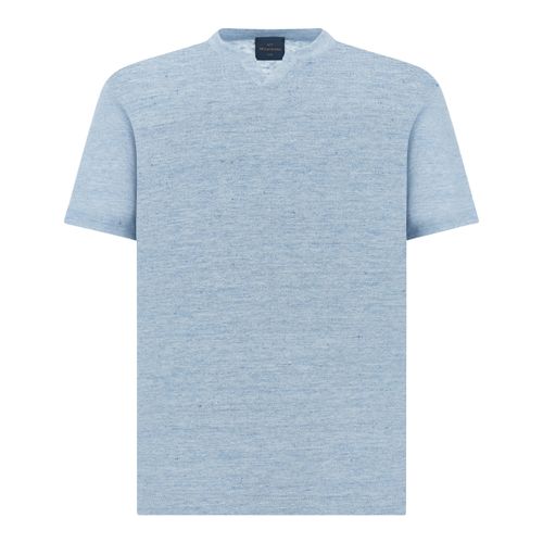 Pure linen jersey open collar T-Shirt, Man, Allure