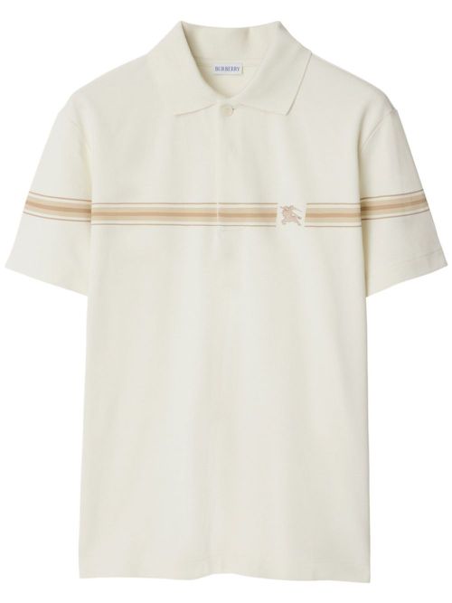 Striped cotton polo shirt - Neutrals