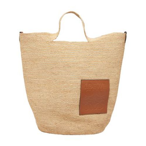 Slit large basket bag in raffia