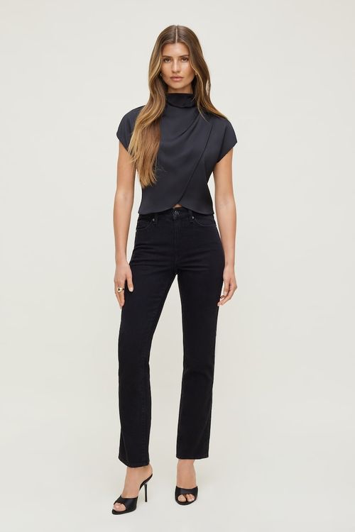 Frenchie High Rise Slim Leg Jeans - Black - Women Clothing