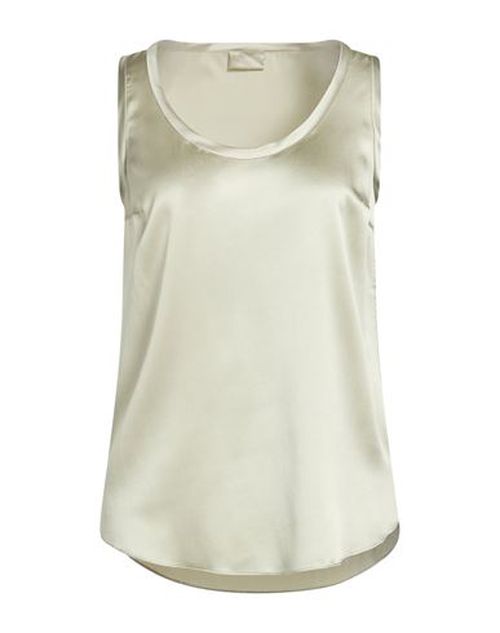 Woman Top Sage green Size L Silk, Elastane