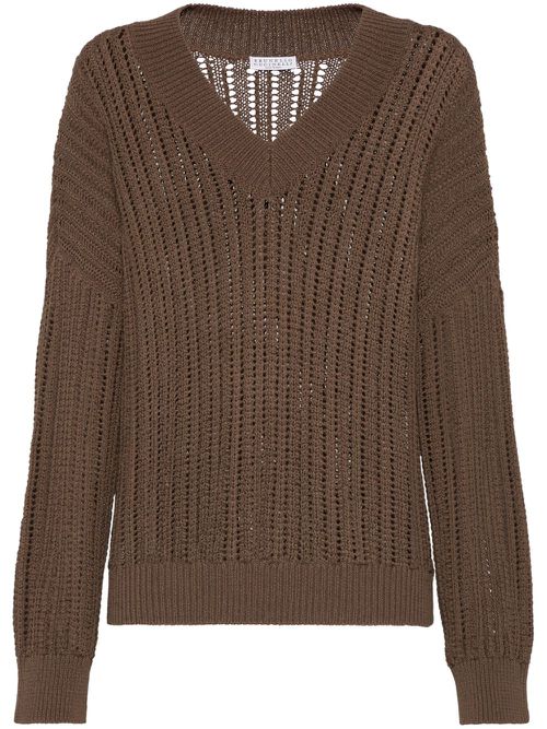 Monili-embellished jumper - Brown