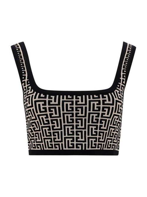 Cropped monogram jacquard vest top - Neutrals