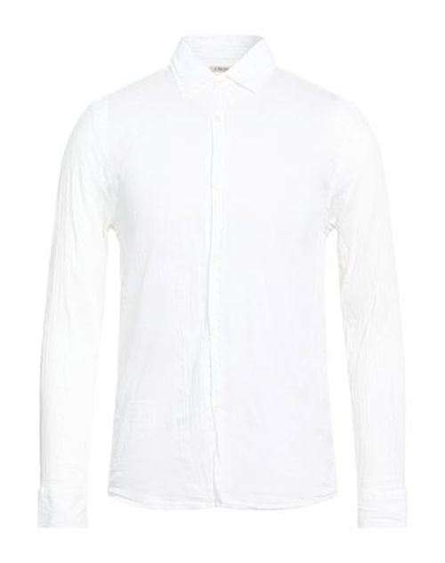 Man Shirt White Size L Cotton, Linen, Silk
