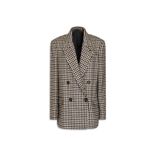 Houndstooth Wool Blazer — Brown
