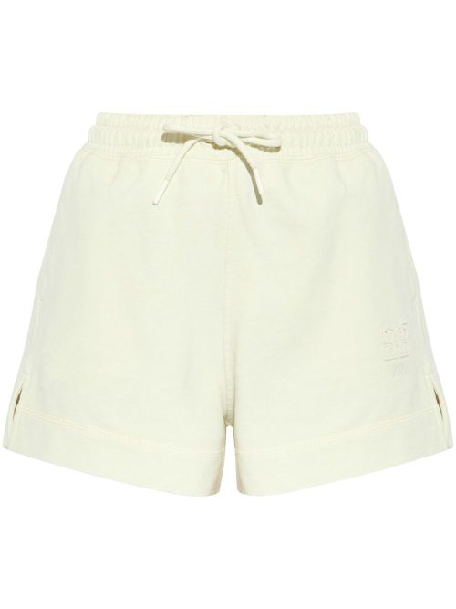 Logo-embroidered organic cotton shorts - Neutrals