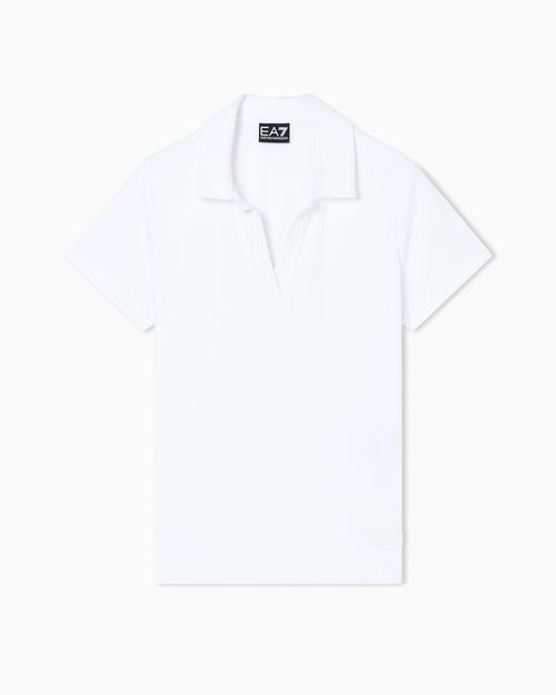 Stretch viscose jersey polo-neckline T-shirt