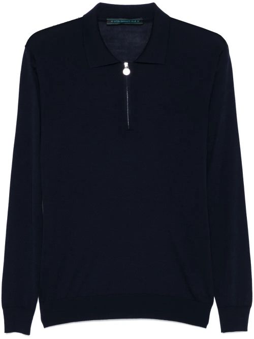 Fine-Knit Wool Polo Shirt — Midnight Blue
