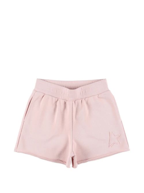 Star-Embroidered Fleece Shorts — Pink