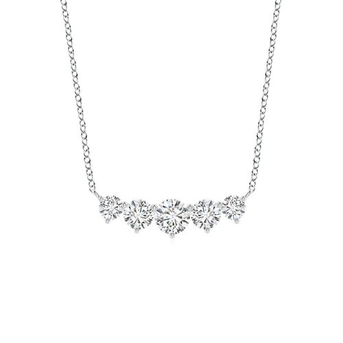 Angara 0.5 Carat Graduated Five Stone Round Diamond Necklace in 14K White Gold