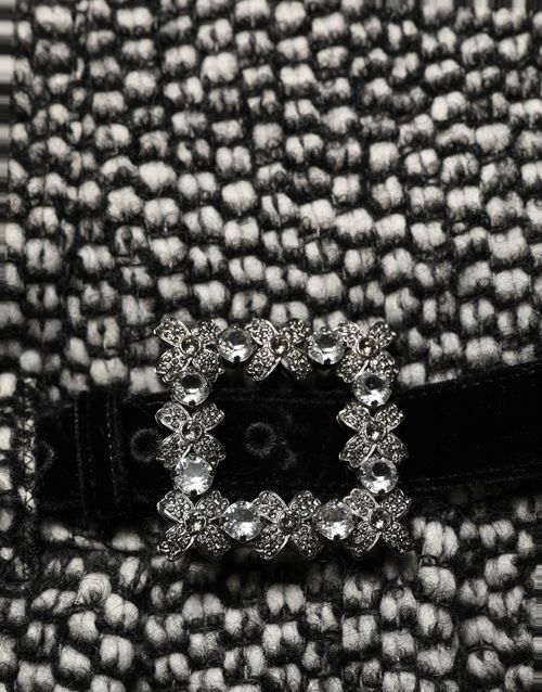 Tweed High Waist Pleated Skirt — Black
