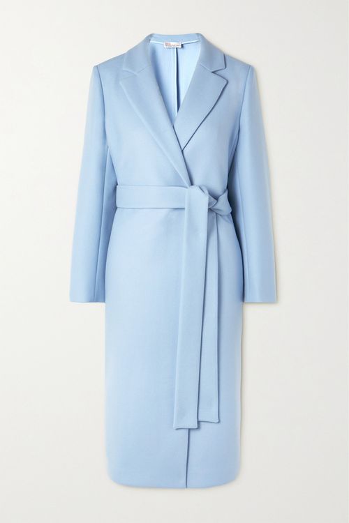 Belted Double-breasted Wool-blend Trench Coat - Sky blue - IT36