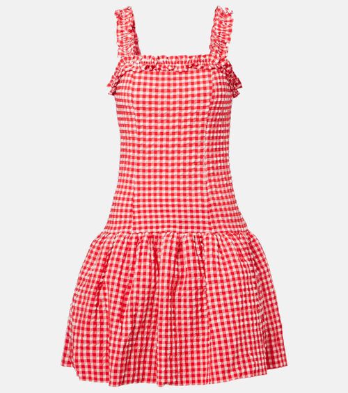 Seersucker ruffled minidress