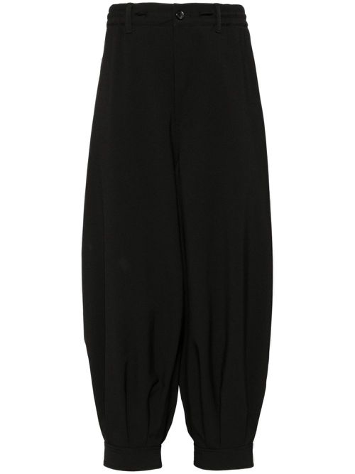 Button-fastening wide-leg trousers - Black