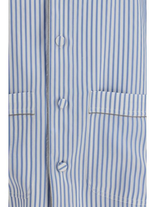 Striped Silk Pajama Shirt — Blue