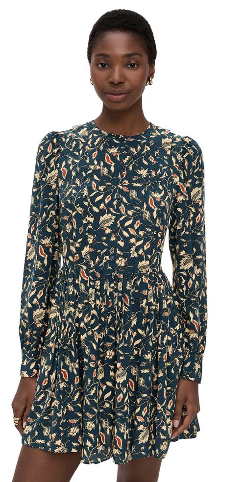 Arabella Silk Mini Dress Midnight Garden