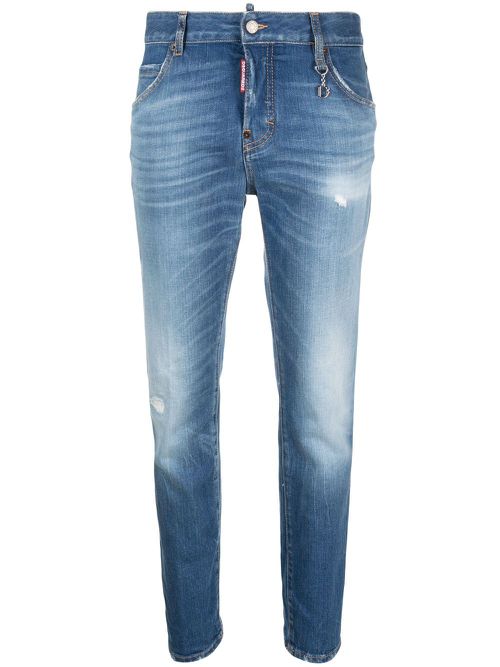 Logo-plaque tapered jeans - Blue
