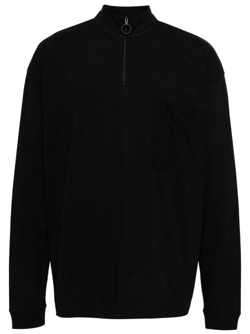 Half-zip cotton hoodie - Black