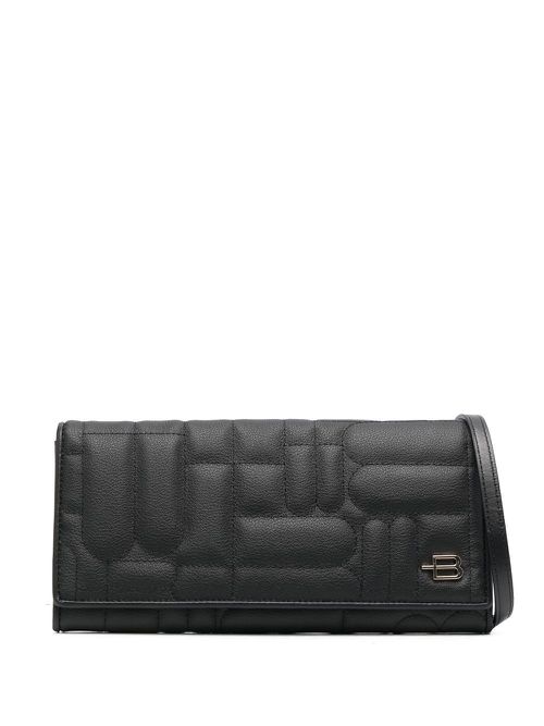 Quilted shoulder-strap wallet - Black