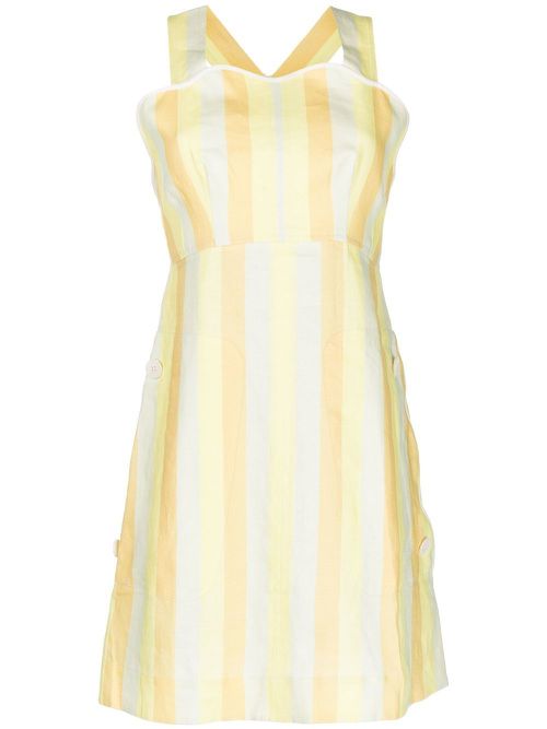 Striped apron dress - Yellow